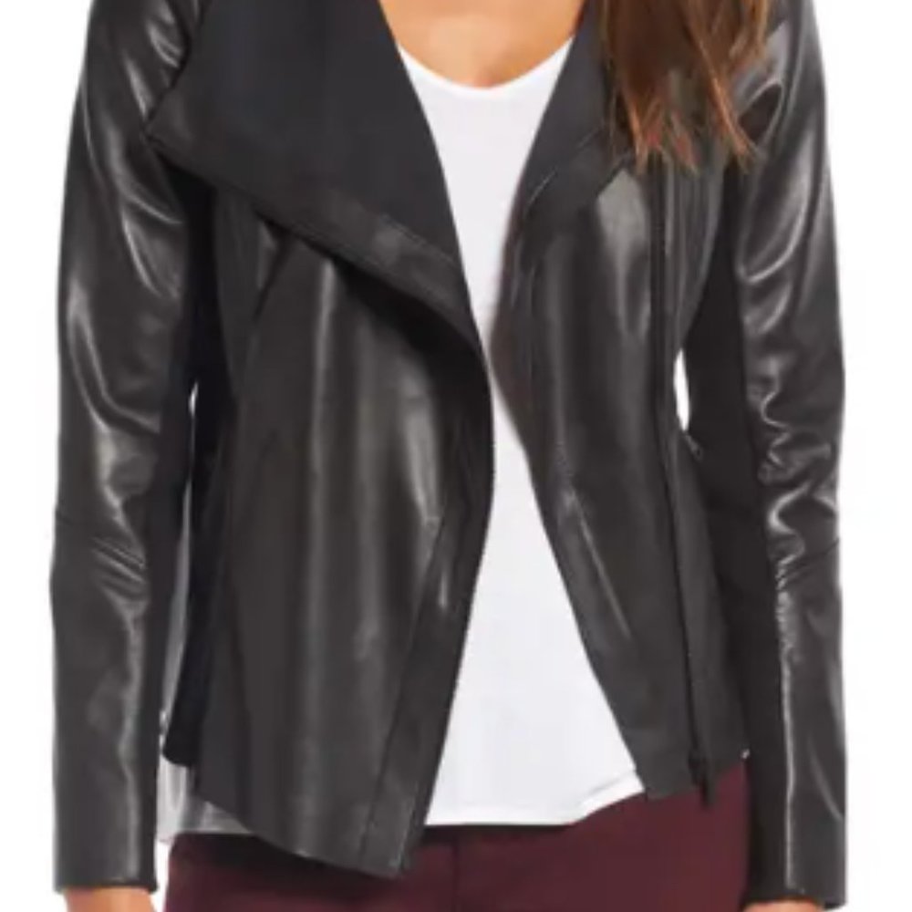 Fitted Leather Moto Jacket